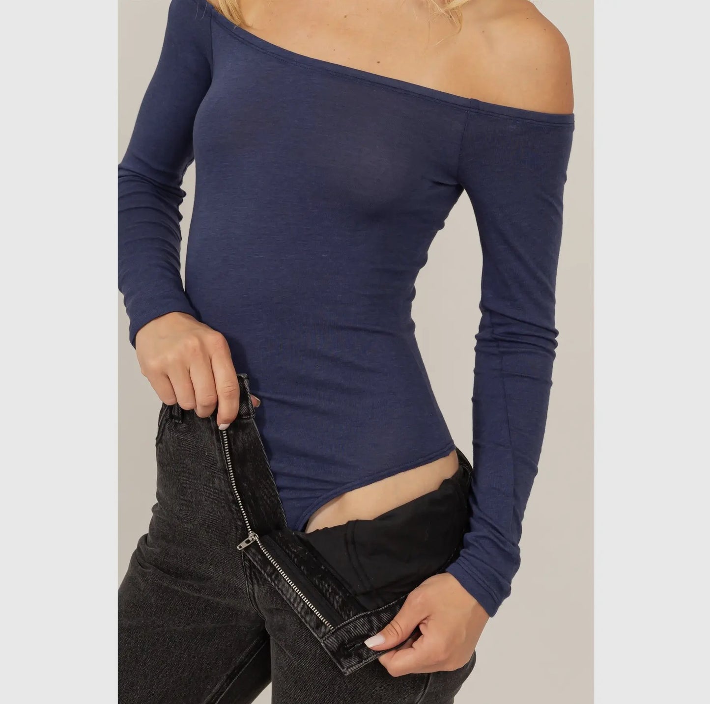 Double zero long sleeve off shoulder body suit