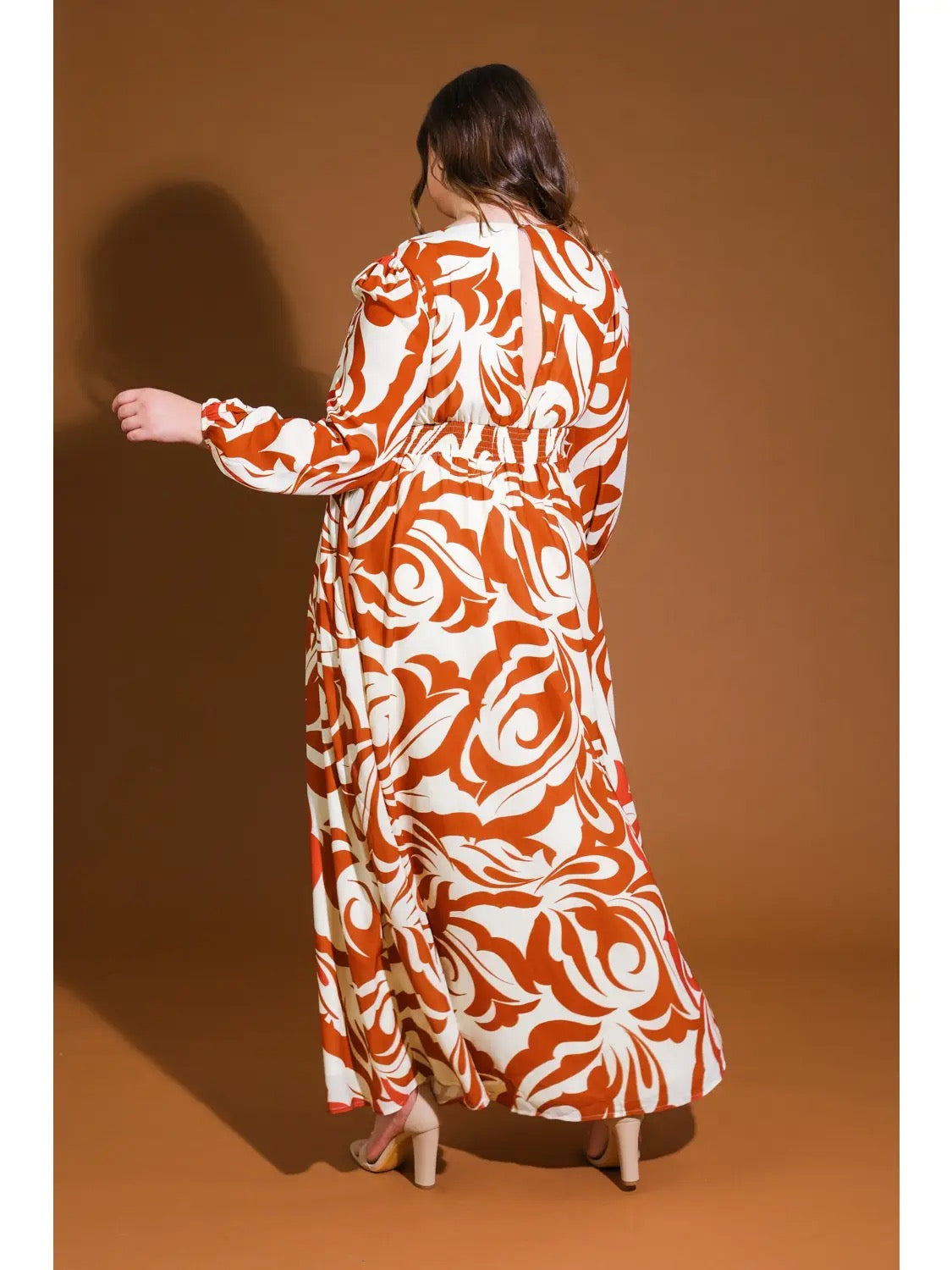 Flying tomato printed maxi dress in ivory/brown