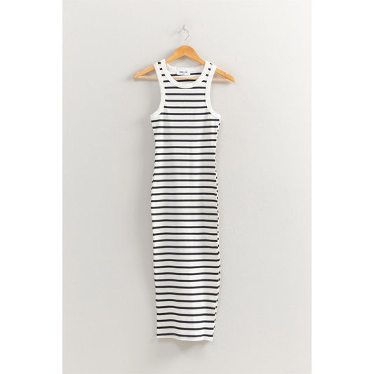 Double Zero Striped Bodycon Midi Dress