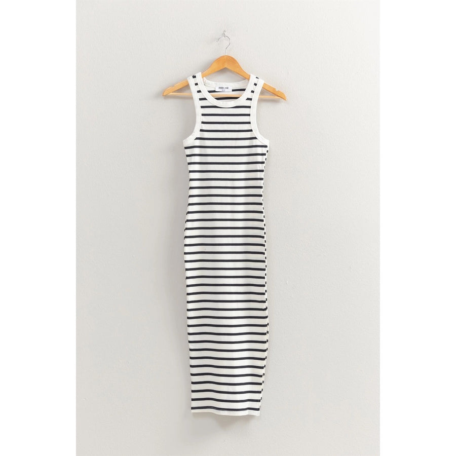 Double Zero Striped Bodycon Midi Dress