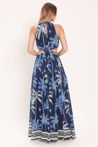 Flying tomato blue palm tree dress