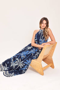 Flying tomato blue palm tree dress