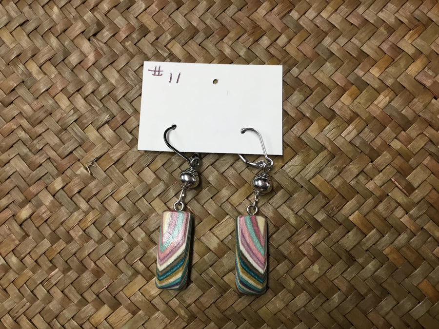 Geri Greene silver earring wood muticolor, silver beads