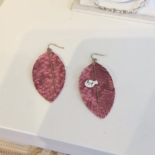 Pink feather earrings
