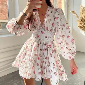 Rosa Clothing Floral White Dress