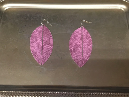 Pink leaf earrings