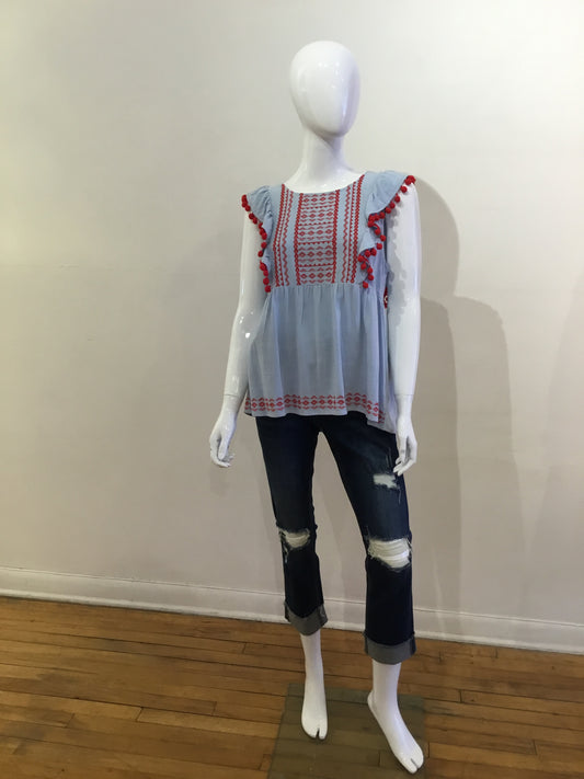Savannah Jane Blue and Red Blouse