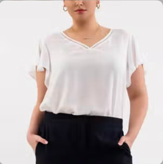 Perch white v-neck blouse