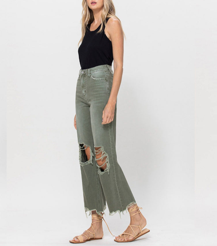 Vervet Leslie High Rise Crop Flare Jeans