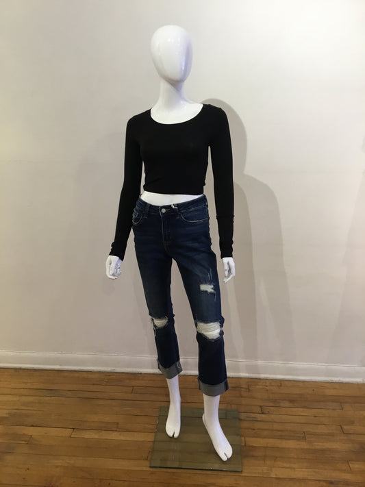 Double Zero Cropped Black long sleeve shirt