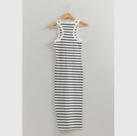 Double Zero Striped Bodycon Midi Dress