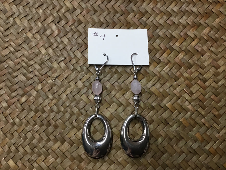 Geri Greene silver earring rose quarts stone