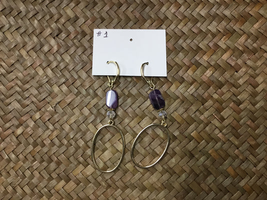 Geri green purple stone gold tone crystal earring