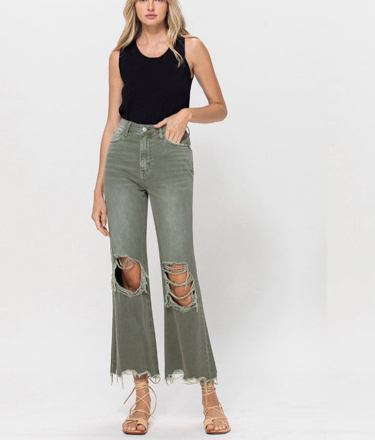 Vervet Leslie High Rise Crop Flare Jeans