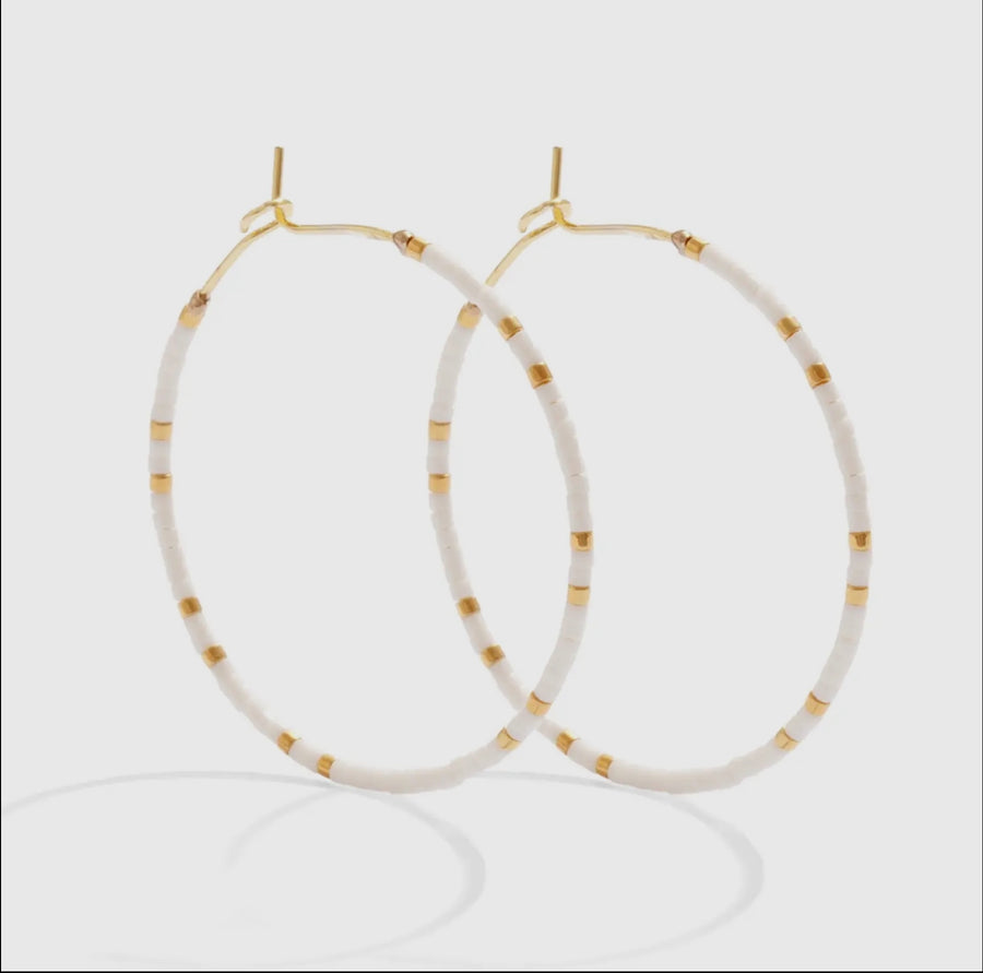 Splendid Iris Beaded Hoop Earrings
