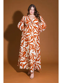 Flying tomato printed maxi dress in ivory/brown