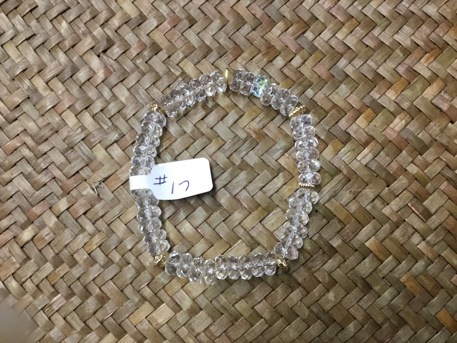 Geri Greene clear crystal bracelet gold bead