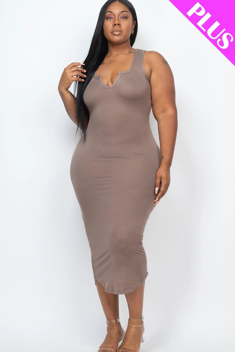 Capella split neck tank midi dress