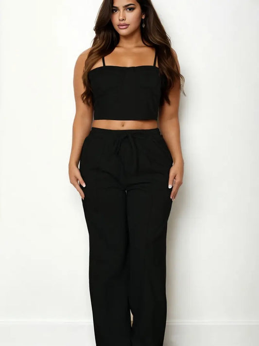 Capella bustier crop cami & straight leg pant set