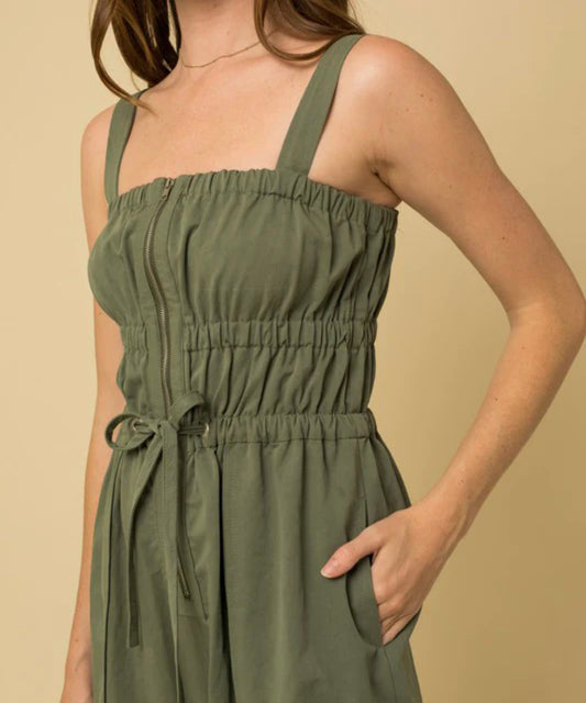 Gilli Ruched Elastic Front Zipper suit