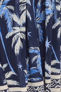 Flying tomato blue palm tree dress
